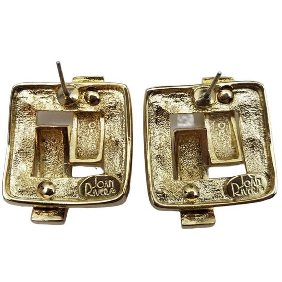 Joan River's Gold Tone/Buckle Style Pave' Star/Faceted Cut Crystal Earrings - Picture 4 of 7